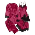 thumbnail image 1 of GERsome 5 Piece Womens Satin Pajama Set, Lace Cami Shorts Sleepwear with Robe Soft Nightwear S-3XL, 1 of 7