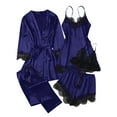 thumbnail image 1 of GERsome 5 Piece Womens Satin Pajama Set, Lace Cami Shorts Sleepwear with Robe Soft Nightwear S-3XL, 1 of 7