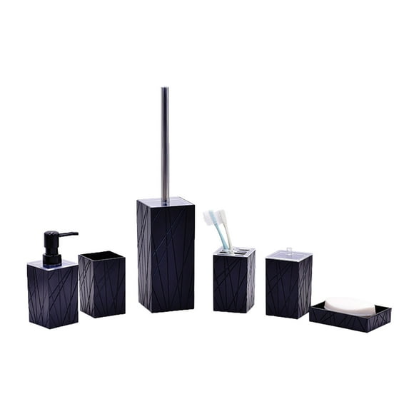 GERsome 6 Piece Bathroom Accessories Sets,Bathroom Set 6 Pieces Plastic Lotion Dispenser,Bathroom Tumblers,Soap Dish,Trash Can,Toilet Brush Set