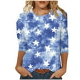 thumbnail image 1 of GERsome American Flag Shirts for Women 4th of July 3/4 Sleeve T Shirt Funny USA Graphic Tees Patriotic Casual Pullover Tops S-5XL, 1 of 1