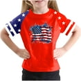 thumbnail image 1 of GERsome American Flag T-Shirts 4th of July Patriotic Short Sleeve Crewneck Color Block Tshirts for Unisex Kids Boys Girls, 9-10Years, 1 of 4