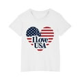 thumbnail image 1 of GERsome American Flag T-Shirts Cotton Short Sleeves Graphic Tee for Toddler Girls Boys, Unisex Kids Crewneck 4th of July Patriotic Tops, Sizes 3-4 Years, 1 of 5