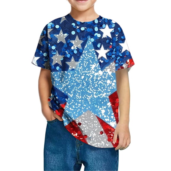 GERsome American Flag T-Shirts for Kids Girls 4th of July Patriotic Tops Summer Casual Short Sleeve Crewneck Graphic Tee, 4-5 Years
