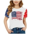 thumbnail image 1 of GERsome American Flag T-Shirts for Kids Girls 4th of July Patriotic Tops Summer Casual Short Sleeve Crewneck Graphic Tee, 5-6 Years, 1 of 4