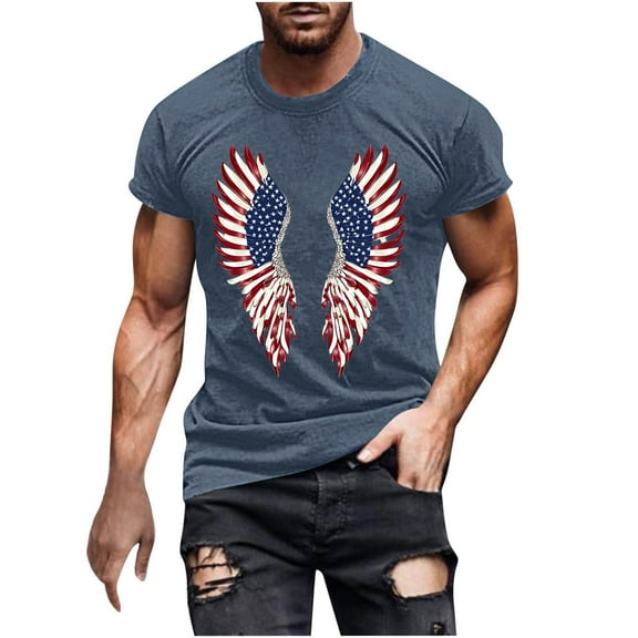 GERsome American Flag T Shirts for Men 4th of July Patriotic Tops Funny USA Flag Stars Stripes Graphic Crewneck Short Sleeve Tshirt M-5XL