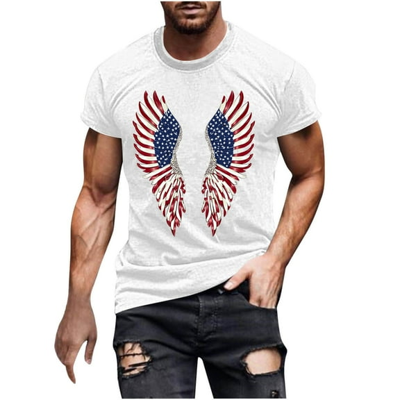 GERsome American Flag T Shirts for Men 4th of July Patriotic Tops Funny USA Flag Stars Stripes Graphic Crewneck Short Sleeve Tshirt M-5XL