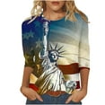 thumbnail image 1 of GERsome American Flag Tops for Women 4th of July Patriotic T-Shirt USA Flag Stars Stripes Graphic 3/4 Sleeve Crewneck Shirts Loose Fit Summer Tee S-5XL, 1 of 5