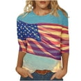 thumbnail image 1 of GERsome American Flag Tops for Women 4th of July Patriotic T-Shirt USA Flag Stars Stripes Graphic 3/4 Sleeve Crewneck Shirts Loose Fit Summer Tee S-5XL, 1 of 5
