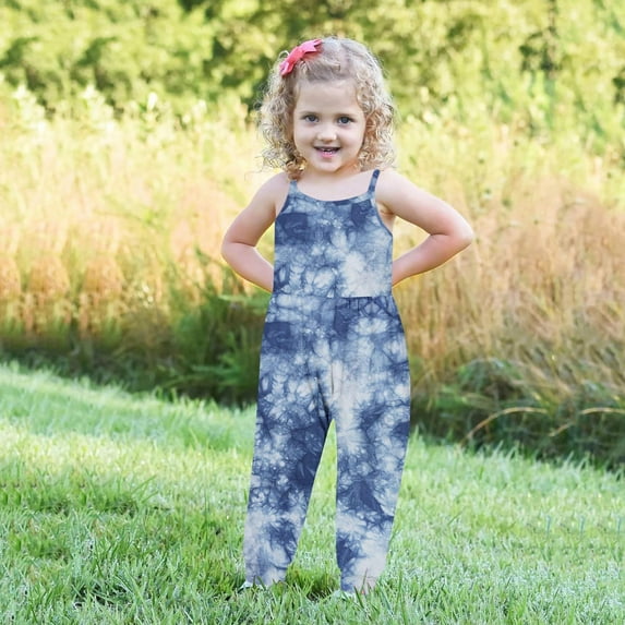 GERsome Baby Cute Summer Jumpsuits for Girls Kids Backless Harem Spaghetti Straps Romper Jumpsuit Toddler Pants for 1-6 Years Baby(Size 1-2 Years/01#Blue A)