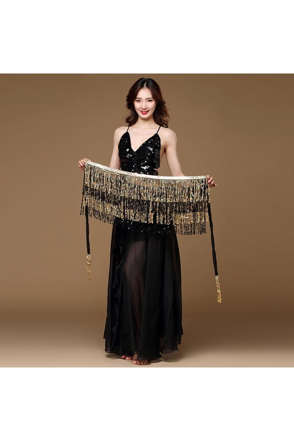 Belly Dance Sequin Tassel Skirt Hip Scarf Belt Mini Skirt Festival Rave Clothing for Women