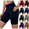 thumbnail image 1 of GERsome Biker Shorts for Women Tummy Control Workout Shorts with Pockets Womens Solid Color High Waisted Yoga Athletic Running Gym Shorts, 1 of 6