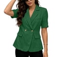 thumbnail image 1 of GERsome Blazers for Women Short Sleeve Lapel Open Front Business Casual Suit Jacket Work Blazer Green L, 1 of 6