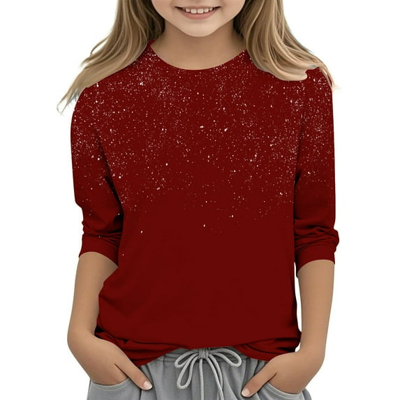 GERsome Boys Girls 3/4 Length Sleeve Tops Crewneck Shirts Casual Basic Trendy Tee Lightweight Spring Summer Top for Kids 3-12 Years