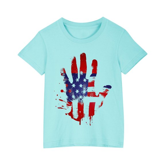 GERsome Boys Girls 4th of July Short Sleeve Crew Neck T-Shirts Unisex Kids American Flag Graphic Tee Funny USA Patriotic Tops, Sizes 4-5 Years