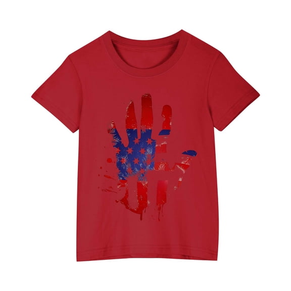 GERsome Boys Girls 4th of July Short Sleeve Crew Neck T-Shirts Unisex Kids American Flag Graphic Tee Funny USA Patriotic Tops, Sizes 4-5 Years