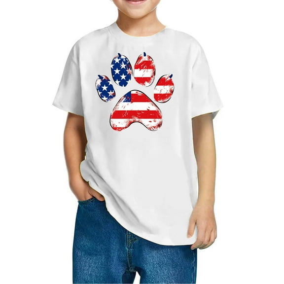 GERsome Boys Girls American Flag T-Shirts 4th of July Patriotic Tops Summer Casual Short Sleeve Crewneck Graphic Tee, 5-6 Years