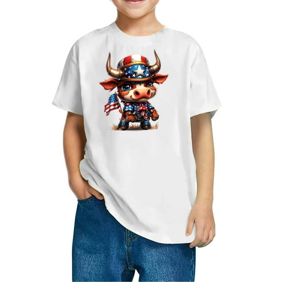 GERsome Boys Girls American Flag T Shirts 4th of July Patriotic Tops for Kids Summer Cotton Crew Neck Short Sleeve Graphic Tee, 9-10 Years