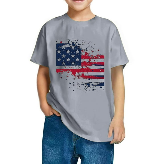 GERsome Boys Girls Patriotic T-Shirts, 4th of July Short Sleeve Crewneck Shirts for Unisex Kids, Summer Kids Cute Tshirts, 4-5 Years