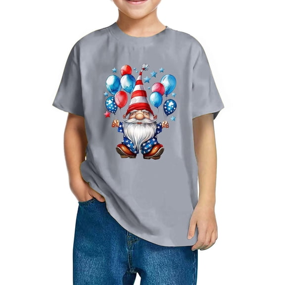 GERsome Boys Girls Patriotic T-Shirts, 4th of July Short Sleeve Crewneck Shirts for Unisex Kids, Summer Kids Cute Tshirts, 4-5 Years
