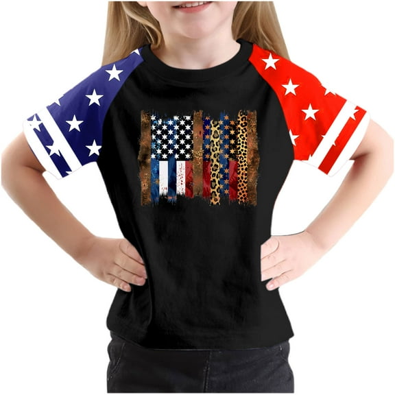GERsome Boys Girls Patriotic T-Shirts, 4th of July Short Sleeve Crewneck Shirts for Unisex Kids, Summer Kids Cute Tshirts, 5-6 Years