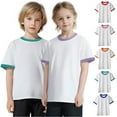 thumbnail image 1 of GERsome Boys Girls Shirts Cotton Short Sleeve T Shirts Crew Neck Soft Tee Tops Unisex Kids Solid Color Basic Shirt Size 2-13 Years, 1 Pack, 1 of 9