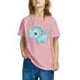 thumbnail image 1 of GERsome Boys Girls Short Sleeve T Shirt Cute Dinosaur Graphic Cotton Crewneck Tees for Unisex Kids Casual Summer Tops Sizes 3-10 Years, Pink/4-5 Years, 1 of 5