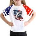 thumbnail image 1 of GERsome Boys Girls Short Sleeve T-Shirts Unisex Kids Crewneck Tee Patriotic Graphic Tees for 4th of July American Flag Shirts, 3-4 Years, 1 of 4