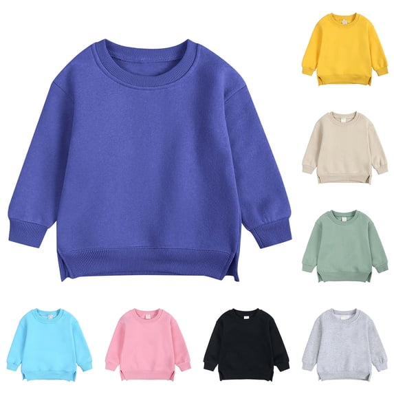 GERsome Boys Girls Solid Color Sweatshirts Long Sleeve Crew Neck Pullover Fall Tops Size 6-7 Years