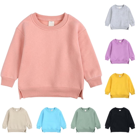 GERsome Boys Girls Sweatshirts Toddler Kids Crewneck Pullover Fleece Solid Long Sleeve Tshirts