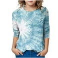 thumbnail image 1 of GERsome Boys Girls T Shirts 3/4 Sleeve Tie-Dye Tops Loose Fit Crewneck Tshirts Unisex Kids Casual Summer Tees Comfy Blouses for Kids 3-12 Years, 1 of 5