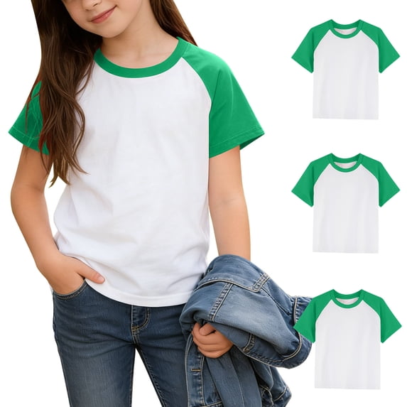 GERsome Boys Girls T-Shirts 3 Pack Raglan Short Sleeve Crew Neck Summer Basic Tee