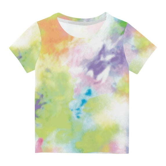 GERsome Boys Girls Teens Short Sleeve Shirts Tie-Dye Colorful Graphic Crewneck T-Shirt Funny Print Shirts for Unisex Kids Shirts Size 3-14 Years