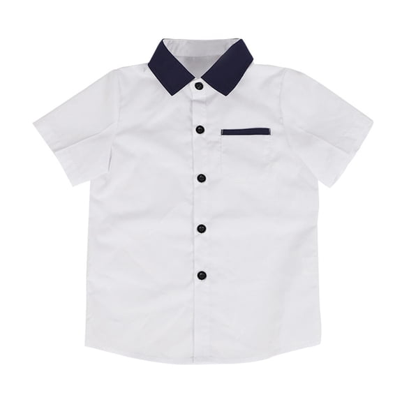 GERsome Boys Short Sleeve Button Down Shirts Summer Color Block Kids Girls Dress Shirts, Size 3-11 Years