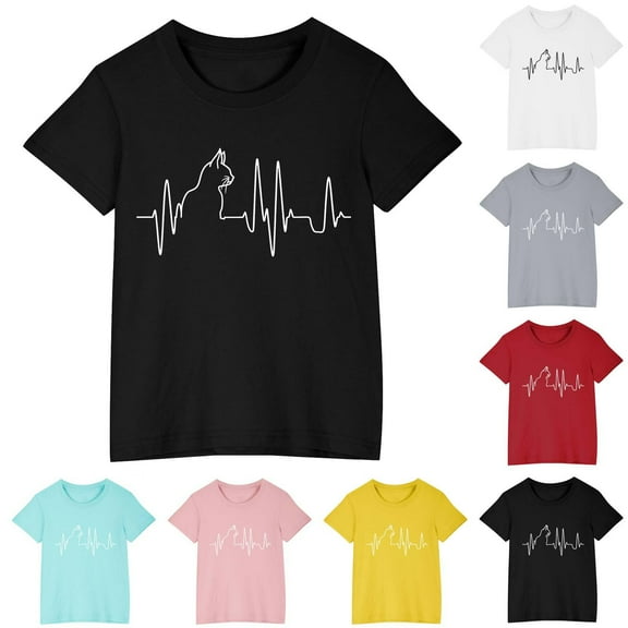 GERsome Boys Short Sleeve Crew Neck T-Shirt with Cute Print Girls Soft Cotton Sizes 3-10 Years, 1-Pack