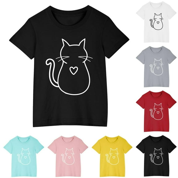 GERsome Boys Short Sleeve Crew Neck T-Shirt with Cute Print Girls Soft Cotton Sizes 3-10 Years, 1-Pack