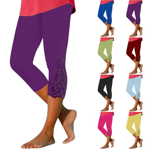 GERsome Capri Leggings for Women, High Waisted Yoga Pants Soft Workout Athletic Pants Solid Color Cycling Tights S-2XL