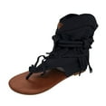 thumbnail image 1 of GERsome Casual Tassel Sandals for Women, Retro Bohemian Gladiator Fringe Sandals Flat Clip-Toe Flip-Flops Beach Sandals Shoes T-Strap Roman Open-Toe Sandals, 1 of 6