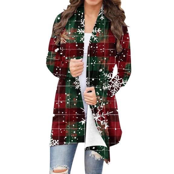 GERsome Christmas Cardigans Womens Long Sleeve Cardigan Lightweight Soft Loose Fit Open Front Fall Outwear Casual Xmas Holiday Tops (S-5XL)