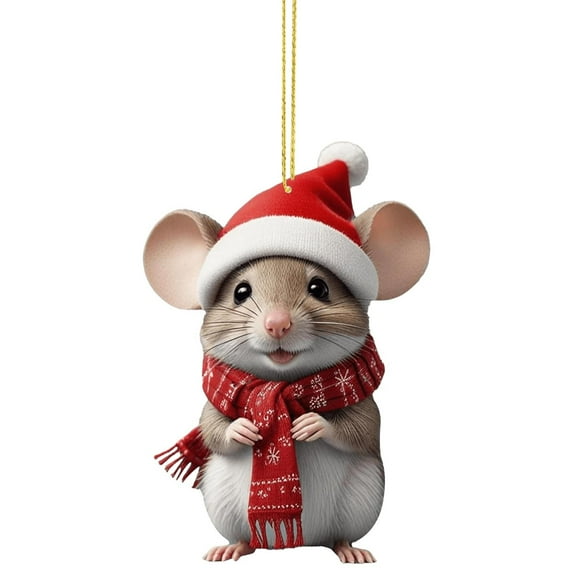 GERsome Christmas Ornaments, Faux Acrylic Animal Crafts Xmas Mouse Hanging Decor for Christmas Tree, Cute Christmas Tree Wreath Decor for Home Party Supplies
