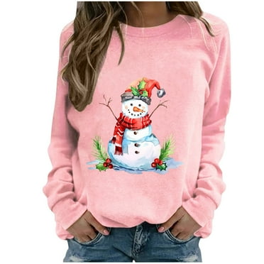 GERsome Christmas Sweatshirts for Women Fall Winter Long Sleeve Drop Shoulder Crew Neck Pullover Tops