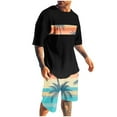 thumbnail image 1 of GERsome Color Block 2 Piece Outfits for Men Summer Lounge Sets Short Sleeve Crew Neck Tops and Shorts Tracksuits Sets S-4XL, 1 of 5