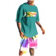 thumbnail image 1 of GERsome Color Block 2 Piece Outfits for Men Summer Lounge Sets Short Sleeve Crew Neck Tops and Shorts Tracksuits Sets S-4XL, 1 of 6