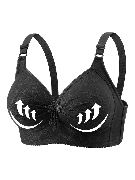 Comfortable Full Coverage Bra for Women Wireless Bras with Soft Support Plus Size Everyday Bras 1PC#Black XXL