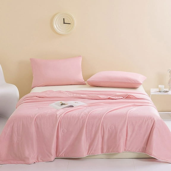 GERsome Cooling Comforter for Summer - 79"x59" Thin Comforter Bed Cover for Hot Sleepers, Soft Lightweight Bedspread Comforter for Summer Spring, Pink