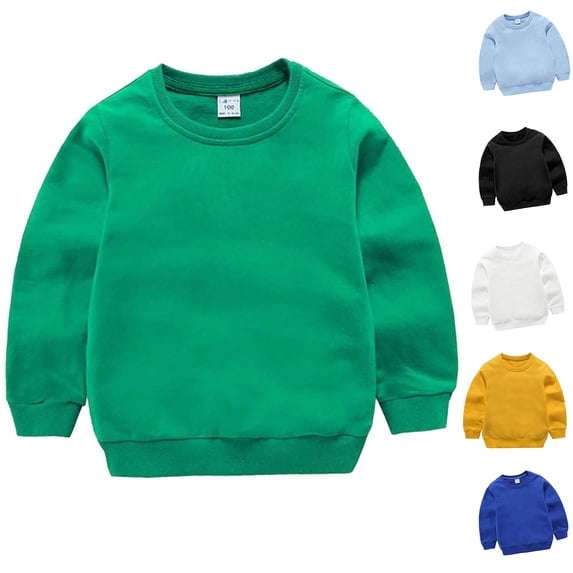 GERsome Crewneck Sweatshirt for Boys Girls Long Sleeve Solid Casual Pullover Soft Fleece Tops for Unisex Kids