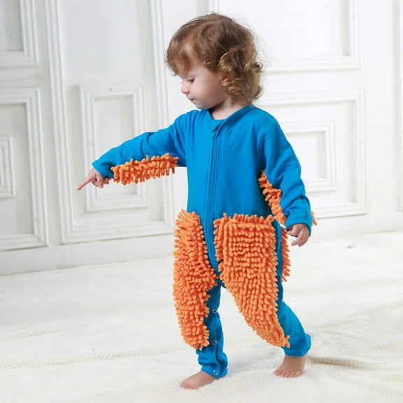 GERsome Cute Baby Mop Onesie, Funny Long Sleeve Romper, Perfect for a Crawling Baby