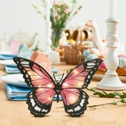 GERsome Easter Decoration Wooden Carving Home Luminous Decorations for Living Room, Butterfly Figurine Wood Wall Decor,Forest Decor, Table Desktop Wood Butterfly Decor, Butterfly Statue Wood Art