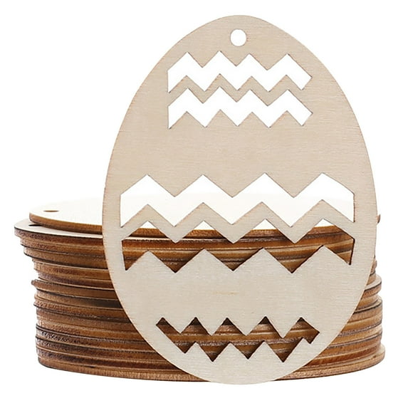 GERsome Easter Decorations, Wooden Egg Ornaments to Paint Easter Decoration Cutouts Unfinished 10PCS DIY Blank Unfinished Wood Discs Ornament for Home Crafts Hanging Spring Decoration