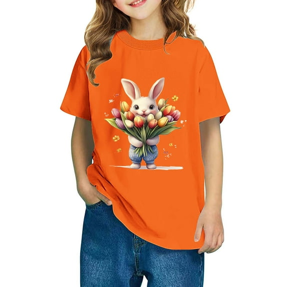 GERsome Easter Shirts Girls Boys Kids T-Shirt with Short Sleeves, Crew Neck Cotton T-Shirt for Boys Girls Sizes 3-10 Years