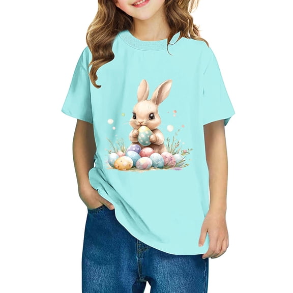 GERsome Easter Shirts Girls Boys Kids T-Shirt with Short Sleeves, Crew Neck Cotton T-Shirt for Boys Girls Sizes 3-10 Years